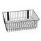 A photograph of a 06043 economical black wire basket, dimensions 18" length, 12" depth, 6" height.