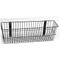 A photograph of a 06043 economical black wire basket, dimensions 24" length, 6" depth, 8" height.