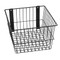 A photograph of a 06043 economical black wire basket, dimensions 12" length, 12" depth, 8" height.