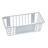 A photograph of a 06043 economical black wire basket, dimensions 12" length, 6" depth, 4" height.