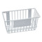 A photograph of a 06043 economical black wire basket, dimensions 12" length, 6" depth, 6" height.