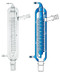 A composite image with a photograph of a CG-1215-C high efficiency condenser on the left and a diagram showing the water flow through the condenser on the right.