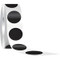 An image of a roll of black spot floor markers, partially unrolled.