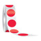 An image of a roll of red spot floor markers, partially unrolled.