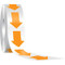 An image of a roll of orange arrow floor markers, partially unrolled.