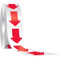 An image of a roll of red arrow floor markers, partially unrolled.