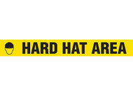 Picture of Printed Warning Floor Tape reading "Hard Hat Area"in black lettering on yellow background.