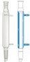 A composite image with a photograph of a CG-1218 Liebig condenser on the left and a diagram showing the water flow through the condenser on the right.