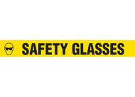 Picture of Printed Warning Floor Tape reading "Safety Glasses" in black lettering on yellow background.