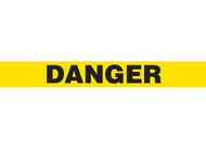 Picture of Printed Warning Floor Tape reading "Danger " in black lettering on a yellow background.