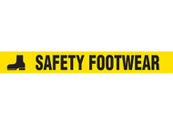 Picture of Printed Warning Floor Tape reading "Safety Footwear" in black lettering on yellow background.
