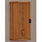 Picture of light oak 5 lb. fire extinguisher cabinet with engraved front with door closed.