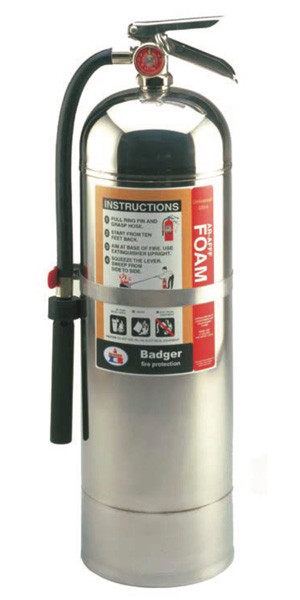 A photograph of a Badger F-250 Universal Ultra AR-AFFF Foam Fire Extinguisher.