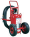 A photograph of a 09564 amerex direct pressure wheeled fire extinguisher with semi-pneumatic wheels.