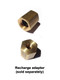 A photograph showing a side oblique view (top) and end oblique view (bottom) of the recharge adapter (sold separately).