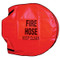A photograph of a red 09902 fire hose reel cover.