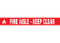 Picture of Printed Warning Floor Tape reading "Fire Aisle - Keep Clear" in white lettering on red background.