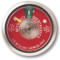 A photograph of front of a red 09831 dry chemical fire extinguisher gauge.