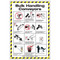 A photograph of a 11005 bulk handling conveyor safety wall poster with graphics and instruction.