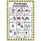 A photograph of a 11005 package conveyor safety wall poster with graphics and instruction.