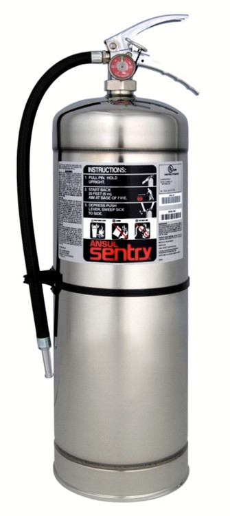 A photo of an Ansul Sentry 2.5 Gallon Water Fire Extinguisher.