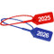 A red 2025 dated seal and blue 2026 dated seal, both of which are looped closed.