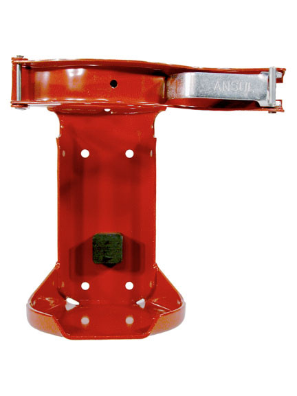 Head-on photo of the Ansul 79456 Vehicle Bracket for 10 and 15 lb CO2 Extinguishers.