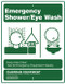 A picture of the green on white 250-008G Emergency Shower/Eye Wash Sign.