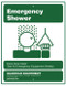 A picture of the green on white Guardian Guardian 250-009G Emergency Shower Sign.