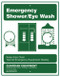 A picture of the green on white Guardian 250-012G Recessed Emergency Shower/Eye Wash Sign.