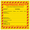A photograph of a yellow and red 12322 federal hazardous waste labels with 500 per roll.