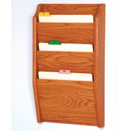 Picture of medium oak 3 pocket file/chart holder.  Files not included.