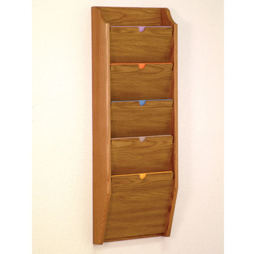 Picture of medium oak privacy 5 pocket file/chart holder.  Files not included.