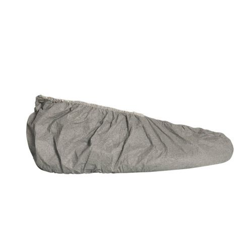 A photograph of a gray 15000 dupont tyvek® shoe covers in universal size, with 200 per case.