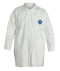 A photograph of a white 15010 DuPont Tyvek® lab coat, with 30 per case.