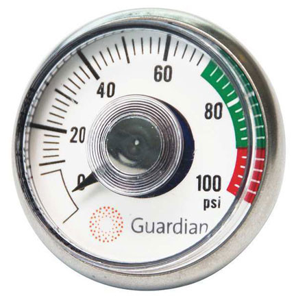 A photograph of a Guardian 400-004-2 Pressure Gauge for G1562 Eye Washes.