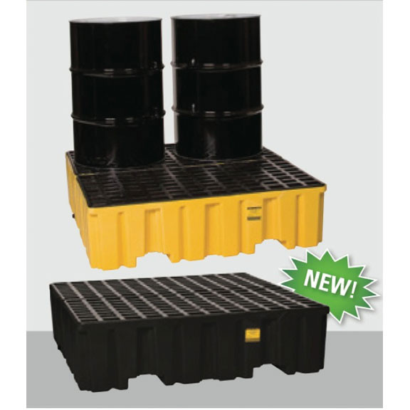 8000 lbs Capacity 52-51/128 Length x 51-1/2 Width x 13-3/4 Height Eagle 1640 4 Drum Containment Spill Pallet Pack 2 