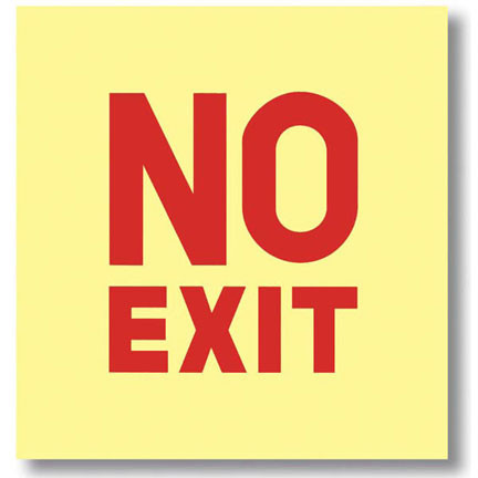 Picture of the Sign, No Exit, Glow in the Dark, self-adhesive vinyl.