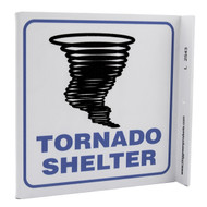Picture of the Tornado Shelter Wall-Projecting L-Sign w/ Tornado Icon.