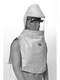 A photograph of a bl-20sic bullard 20sic tychem sl hoods w/ taped + sealed seams, dual bib, being worn by a mannequin. 