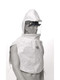 A photograph of a Bullard 20TICS Tychem QC hood equipped on a mannequin.