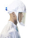 A photograph of a mannequin wearing a  Bullard EVA20LF2 powered air-purifying respirator, with loose-fitting facepiece.