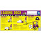 A photograph of a yellow 08503 loading dock safety rules wall graphic with annotations.