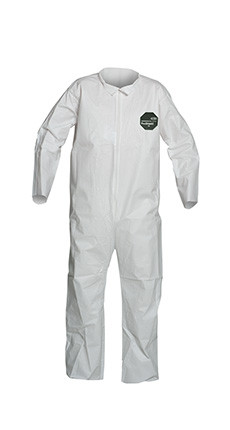 A photograph of front of a 15024 Proshield® 50 coveralls, with zipper front, and open wrists and ankles.
