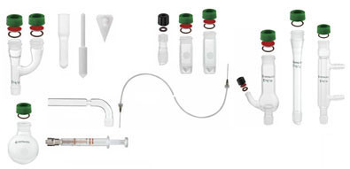 A photograph of  contents of the microscale chemistry kit.