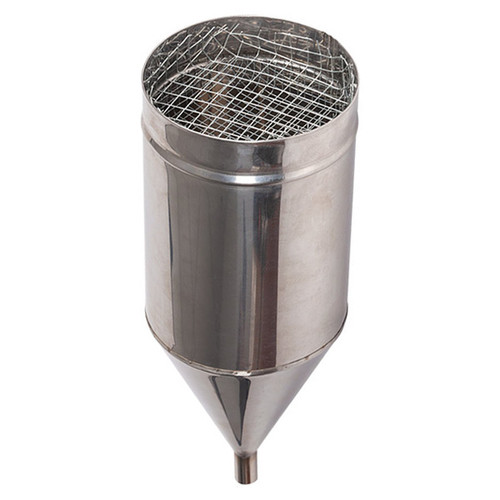 Small stainless steel filling funnel photo.
