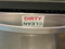A photograph of a Dishwasher Dirty/Clean Magnetic Sign applied to a kitchen dishwasher.