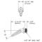 A measured drawing showing head-on and side views of the B0142 Angled Ten Serration Hose End for WaterSaver Laboratory Gas Valves.