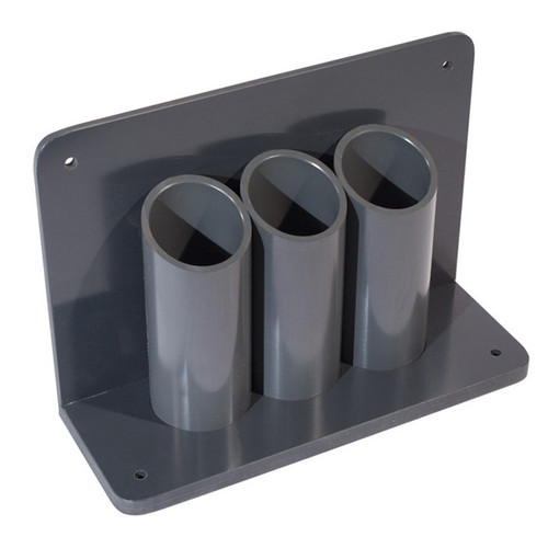A photograph of a 26037 3-cylinder wall/bench-mounted lecture bottle holder.