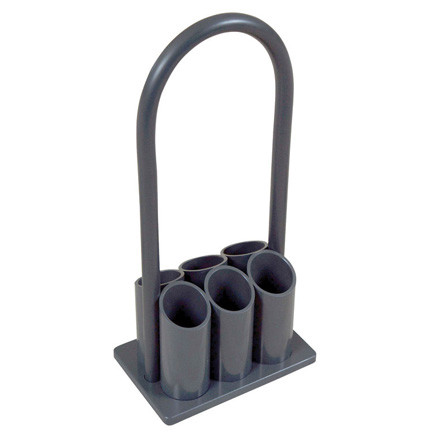 A photograph of a 26038 6-cylinder lecture bottle carrier.